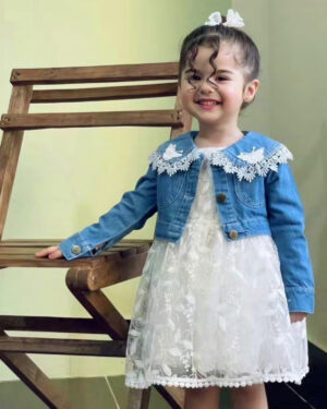 کت سارافون جین دخترانه پروانه 1.5 تا 8 سال
